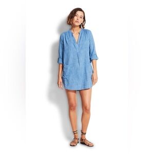 SEAFOLLY‎ BOYFRIEND BEACH SHIRT DRESS Chambray